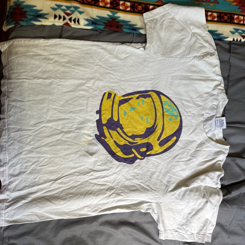 Billionaire Boys Club White Tee with Yellow and Purple Graphic